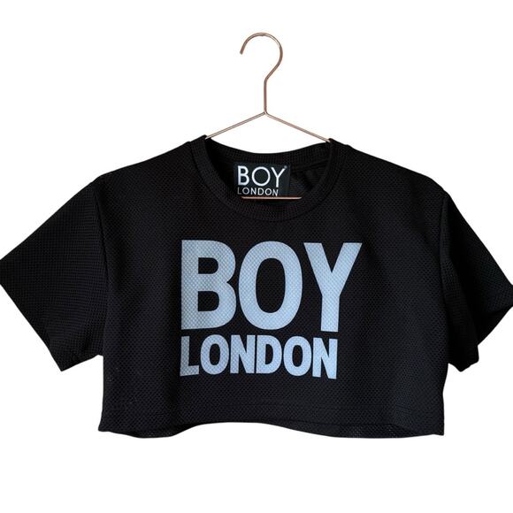 Boy London Performance Mesh Unisex Black Crop Top Size Medium M - Picture 1 of 3